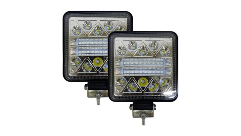 Par Faro 28 Led Cuadrado 84w Luz Azul Con Base Tipo Spot Ore