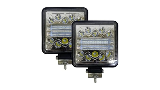 Par Faro 28 Led Cuadrado 84w Luz Azul Con Base Tipo Spot Ore