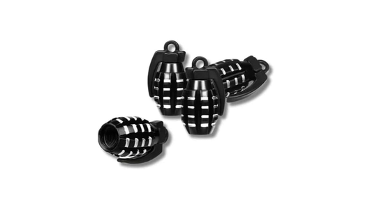 Genérico 4 Tapones Valvula Aire Aluminio Moto Auto Granada Negra