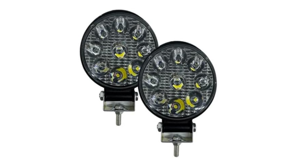 Par Faro Redondo 9 Led Luz Blanco Fijo Con Base Ore